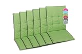 GO-DE Textil Bequeme und attraktive Polsterauflagen für Mittellehner-Gartenstühle (6er-Set, Uni grün, Mittellehner)