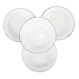 LIFKOME 4 Stück Teiliges Emailliertes Servierteller Unzerbrechliche Praktische Obst und Salatteller Weiße Emailleplatten Langlebig und Kratzfest für Familienfeiern und Alltag