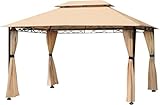 FAB BASED Pavillon Wasserdicht Stabil Winterfest,Garten Pavillion,Plane Gartenpavillon,Metallrahmen Pavillon,Patio Gazebo (Khaki, 3X4M)