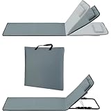 Stagecaptain Strandmatte faltbar mit Rückenlehne - Beachmatte mit Kopfkissen, gepolstert - Strandliege leicht in 6 Stufen verstellbar - Tragbar mit Griff, für Camping, Pool, Garten - Sonnenliege grau