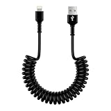 Spiralkabel USB A auf Lightning Kabel, [MFi Zertifiziert] A-pple Carplay Kabel Datenkabel, iPhone Ladekabel Auto USB Lightning Kabel Schnellladekabel für iPhone 14 Pro/14 Plus/14/13/12/11/SE/X/XS/XR/8