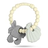Vicloon Beißring Baby, Beißring aus Silikon, Baby Beißspielzeug BPA-frei Zahnen Nursing Zubehör für 3+ Monate Babys Kleinkinder Sensorisches Kauen Molar Spielzeugm (Beige)