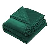 CIYODO Dunkelgrüne Decke Couchdecke Gestrickter Überwurf Papierbesatz Babydecken Gestrickte Decken Sofadecken Flauschige Überwurfdecke Für Die Couch Faltbar Ball Große Decke Büro Flanell