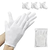 ZFYOUNG 6 Stück (3 Paar) weiße Baumwollhandschuhe, weiße feuchtigkeitsspendende Handschuhe, Baumwollhandschuhe für trockene Hände, Ekzeme, weiße Schlafhandschuhe für Männer und Frauen,