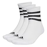 adidas 3-Streifen Cushioned Sportswear Mid-Cut Socken, 3 Paar, Baumwolle, Weiß