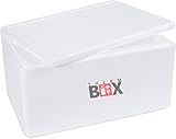 THERM BOX Styroporbox Thermobox für Essen & Getränke Styropor Kühlbox Warmhaltebox Innen: 53x33,5x26cm 46 Liter weiß xxl Wiederverwendbar