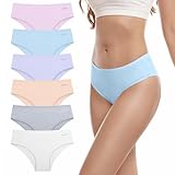 anqier Unterhosen Damen, 6er Pack Baumwolle Pantys Atmungsaktiv Slips Damen Bequeme Hipster Frauen Unterwäsche