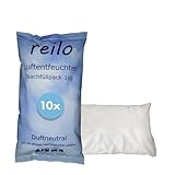 reilo 10x 1kg Luftentfeuchter Granulat (Calciumchlorid), Raumentfeuchter im Vliesbeutel, Nachfüllpacks für Luftentfeuchterboxen 900 bis 1200 g, Staffelpreis, für Auto, Schlafzimmer, Keller