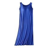 Damen-Nachtwäsche, Modal-Nachthemd mit integriertem BH, leicht, Übergröße, One-Shoulder-Kleid, Nachtwäsche, 02# Blau, L