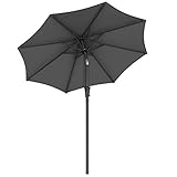 SONGMICS Sonnenschirm 200 cm, UPF 50+, Strandschirm, beidseitig um 30° knickbar, Sonnenschutz, mit Kurbel zum Öffnen/Schließen, für Terrasse, Balkon, Pool, ohne Ständer, grau GPU202G01
