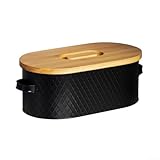 Schicke Brotbox aus Karbonstahl mit Holzdeckel für die Küchenorganisation, perfekte Aufbewahrung für Brot und Brötchen