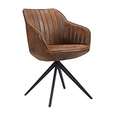 B&D home® Esszimmerstuhl ARVIT drehbar – mit Armlehnen, 360° Drehfunktion, Stoff in Wildlederoptik braun, Metallgestell schwarz, komfortabel gepolstert