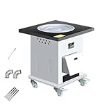 Tragbarer Outdoor-Holzofen mit Universalrädern und doppellagiger Ofenauskleidung für Camping, Kochen, Heizung und Picknicks