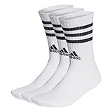 adidas Unisex 3 Stripes Crew Socken, White/Black, M / 40-42 EU