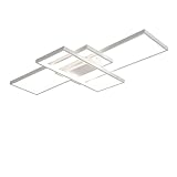 LIUYU LED Deckenleuchte Wohnzimmer, Dimmbar mit Fernbedienung, 58W 4600LM, 90cm, Modern, Weiß, Farbtemperatur 3000K-6000K Wechselbar, auch für Schlafzimmer Küche