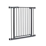 hauck Open N Stop 2, Dunkelgrau - Kinderschutzgitter Hundegitter, Verstellbare Breite 75-80 cm, 77 cm Hoch, Beidseitige Einhand Öffnung, ohne Bohren, für Innen
