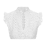 Dirndl Bluse Damen Kurzarm Baumwolle Trachten Trachtenbluse Weiß Flügelärmel Dirndl Dirndlbluse Elegante Spitzenbluse Spitze Hollow Out Tracht Bluse Trachtenmi Hochgeschlossen Oktoberfest Kostüm