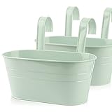 ABSDON 2pcs Hängender Blumentopf Metall mit Haken Balkon Blumentopf Hängend Für Dekotation Balkon Garten Wand Innen und Außenbereich 27.5 * 13.9 * 12cm