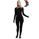 Merino.tech Merino Baselayer Set für Damen - Mittelschwere Thermo-Unterwäsche aus Merinowolle für Damen Oben und Unten (Large, 250 Black)
