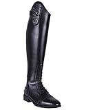 QHP Leder-Reitstiefel Sasha Adult schwarz mit wechselbarem Oberteil, RV hinten (39)