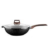 Wok mit Antihaftbeschichtung, für den Haushalt, Doppelzweck, kleine Pfanne für Induktionsherd, Küche, Kochtopf, 30 x 9,5 cm