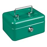 Burg-Wächter Geldkassette abschließbar mit Schlüssel und Hartgeldeinsatz, Klein, Stahlblech, Money 5015, Türkis-Grün