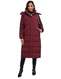 ANOTHER CHOICE Damen Daunenmantel mit abnehmbarer Kapuze, langer Puffermantel Frauen Winterjacke, Gesteppt, Weinrot, XL