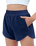 Arshiner Kinder Shorts Marineblau Sommer Kurze Hose Mädchen Athletisch Shorts Running Radlerhose Sportshorts Freizeit Hot Pants mit Mesh Liner und Zip-Taschen 140/9-10 Jahre