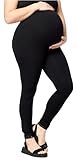 Merry Style Große Größen Damen Lange Umstandsleggings aus Viskose MS10-460 (Schwarz, 3XL)