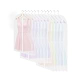 12 transparente Kleidersäcke, Anzuglänge 60 x 120/100/80 cm, atmungsaktiver Staubbeutel, Staubschutz für Kleider, Hemden, Kleider, Abendkleider, Aufbewahrung von Kleidung