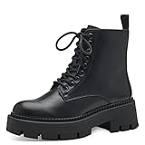 Tamaris Damen Combat Boots, Frauen Stiefeletten,TOUCHit-Fußbett,uebergangsschuhe,uebergangsstiefel,schnürstiefel,Boots,Black Uni,39 EU