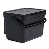 TATAY Biomülleimer Küche 6L | Organischer Abfalleimer Smart mit Halterung und Schrauben | Kompaktes und Funktionales Design | Aus 100 % recyceltem Material | 26,5x20,5x18,5 cm, Schwarz