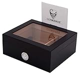 GERMANUS Zigarren Humidor Black Beauty für ca. 50 Zigarren, Schwarz