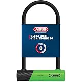 ABUS Bügelschloss 410K Ultra für Fahrrad und E-Scooter - handliches und robustes Fahrradschloss mit praktischer Halterung zum Transport - Fahrrad-Zubehör - Variante 150HB230, Grün