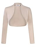 KOJOOIN Damen Bolero Kurze Strickjacke Festlich Kurz Cardigan Elegant Schulterjacke A-Champagner M（Verpackung MEHRWEG）