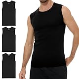 YouShow Unterhemd Herren Schwarz Tank Top Ärmellos Baumwolle Sport Muskelshirts Sommer XL 3er Pack