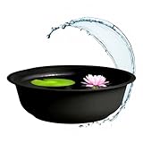 Spetebo Mini Gartenteich rund schwarz - 40 cm - Garten Deko Metall Blumenschale klein - Zierteich Miniteich Balkonteich Teichwanne Pflanzschale Blumenkübel Wasserwanne Teich Becken