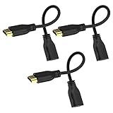 LEENUE HDMI Verlängerung Kurz 18cm, 4K HDMI Verlängerungskabel Stecker auf Buchse,Unterstützung 3D, UHD, 2160p,HDMI Kabel Verbinder Kurz für TV Stick, Roku, PS5, Monitor 3 Stück