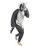 dressfan Tier Triceratops Drache Kostüm Drache Jumpsuits Drache Weihnachten Pyjamas Cosplay Kostüm Halloween Schlafanzug für Unisex Erwachsene Jugendliche Kinder,M