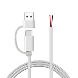 XITEA USB-Typ-C-Stecker, Verlängerungskabel, 5 V, 2 A, USB-C-Buchse auf 2-polig, blanker Draht, offenes Ende, Pigtail-LED-Licht-Lüfter-Router