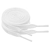 North Bund 2 Paar Flache Schnürsenkell für Sneaker, Sportschuhe,Laufschuhe,Turnschuhe 8mm Flat Shoelace Ersatz Schnürsenkel Weiß 130cm