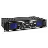 SkyTec SPL1500 178798 PA Verstärker Endstufe 1500 Watt, mit 3-Band-Equalizer, 3 Kanal Input, Chinch, AUX, ideal für DJ Boxen, Clubs, Bars und Gastronomie, Schwarz