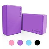RISVOWO Yoga Block, Yoga Blöcke 2er set, Yogablock Robust aus EVA Schaumstoff, Rutschfest Yogablöcke Zubehör für Anfänger und Fortgeschrittene, Damen Herren Pilates, Meditiation(Lila)