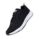 Atmungsaktive Damen-Schuhe, Sneaker, bequem, hohl, atmungsaktiv, flacher Absatz, weiche Sohle, Freizeitschuhe, Größe 45, Schwarz , 41 EU