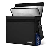 JUNDUN Feuerfeste dokumentenbox mit Schloss(43x30x12,7cm,4500°F), 6-lagige Wärmedämmung Feuerfeste Dokumententasche mit Netzfassche, Aktenkoffer für Laptops, Reisepass,Geld und Wichtige Unterlagen