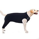 PUMYPOREITY Op Body Hund Nach Op Hündin Lange Beine Kastrationsbody Rüde Schutz Hinterbeine Leckschutz Hinten Ärmel(Schwarz, L)