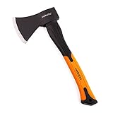 Mivos Beil Axt 600 g mit Glasfaserstiel und Klinge aus Kohlenstoffstahl - Handbeil für Garten und Wald - Universalaxt mit Gummiertes Griffende - Spaltbeil mit Fiberglasstiel