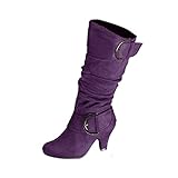Generisch 2025 Absatz Stiefel Hohe Damenstiefel (Purple, 38)