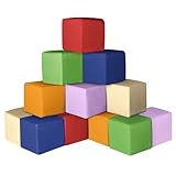 Bausteinset 12er-Set Schaumstoff Bausteine Kinder: PU-Leder Softbausteine Baby zum Klettern Indoor - Weiche Spielbausteine Montessori Schaumstoffblöcke für Spielzimmer Kinderzimmer(Klassisch)