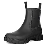 Yenxapei Gummistiefel Damen Wasserdicht Boots，Halbhohe Regenstiefel Für Damen, Damen Chelsea Mit Rutschfest Sohle, Modische Schlamm Stiefel Outdoor Arbeit Stiefel